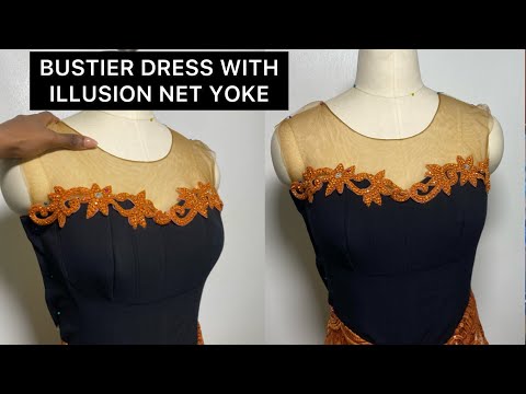 How to attach an Illusion Net Yoke to a bustier dress.