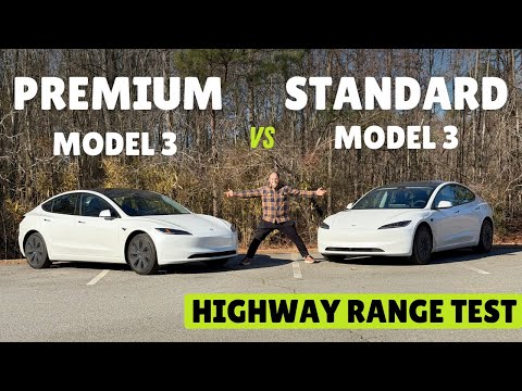 Tesla Model 3 Standard vs Premium 70-MPH Highway Range Test!