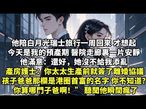 他陪白月光瑞士旅行一周回來 才想起今天是我的預產期 亂產房護士說：你太太生產前就簽了離婚協議 孩子出生爸爸那欄好像是港圈首富的名字 你不知道？你算哪門子爸啊！” 聽聞他瞬間瘋了【追妻火葬場】【言情】