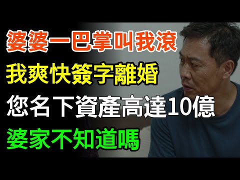 婆婆一巴掌叫我滾，我爽快簽字離婚，律師：您名下資產高達10億，您婆家不知道嗎？#故事分享 #家庭 #婆媳