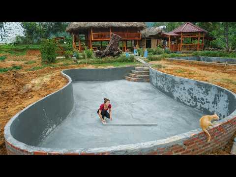 68 Days Alone Building Swimming Pool With Brick And Cement For Hot Summer /from Start To Finish