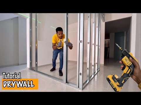 Hacer Pared de paneles de yeso para habilitar nueva habitación en casa, sin gastar mucho dinero