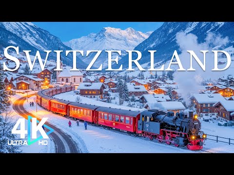 Winter in Switzerland 4K | Snow-Capped Peaks, Charming Villages & Majestic Lakes