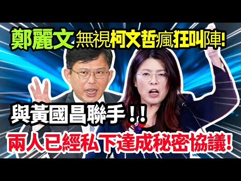 國民黨主席鄭麗文無視柯文哲瘋狂叫陣，與民眾當主席黃國昌聯手，兩人已經私下達成秘密協議。#鄭麗文