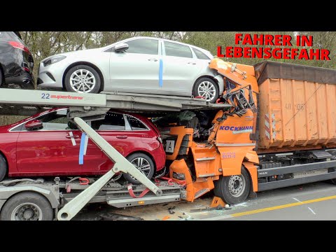 [SCHWERER LKW-UNFALL AUF DER A3] - Fahrer lebensgefährlich verletzt | RTH im Einsatz | Vollsperrung