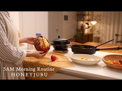 새벽 5시 부지런한 모닝루틴, 살 빠진 운동 이야기, 남편 도시락, 점심 만들기 / 청소 루틴 / Morning Routine
