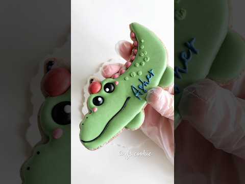 🐊Cute crocodile cookie decorating #royalicing #cookiedecorating #satisfying