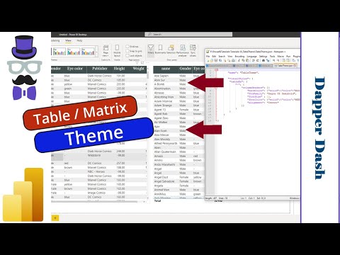 Power Bi : Set Column Headers and Table properties using JSON theme.