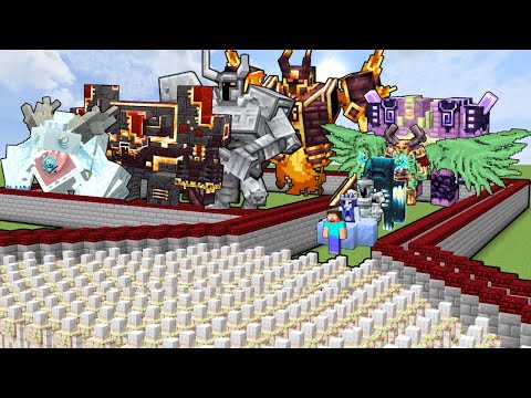 IRON GOLEM ARMY DEATHRUN (EVERY MINECRAFT BOSS MOB)