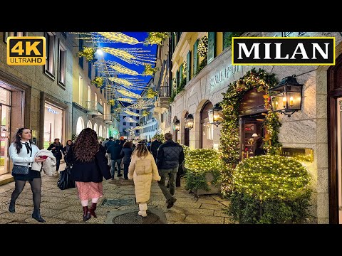 MILAN ITALY CHRISTMAS WALK 2025 | 4K 60FPS ๐ LUXURY SHOPPING STREETS