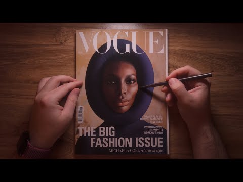 ASMR whispered fashion magazine flip thru, tracing + face brushing ๐๐๏ธโจ