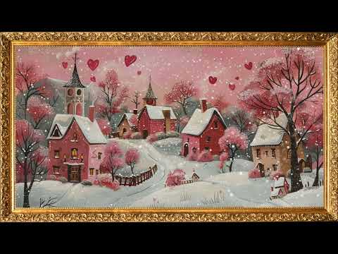 Gold Framed Romantic Valentine’s Village | Frame TV Background | Framed Art Screensaver | 2Hr | 4K