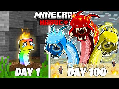 I Survived 100 Days as an ELEMENTAL WORM in HARDCORE Minecraft