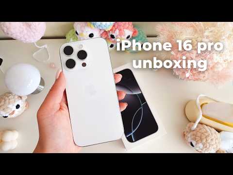 iPhone 16 Pro UNBOXING ASMR, setup, TIPS + case accessories! iOS 18📱compare iphones  ✨ aesthetic