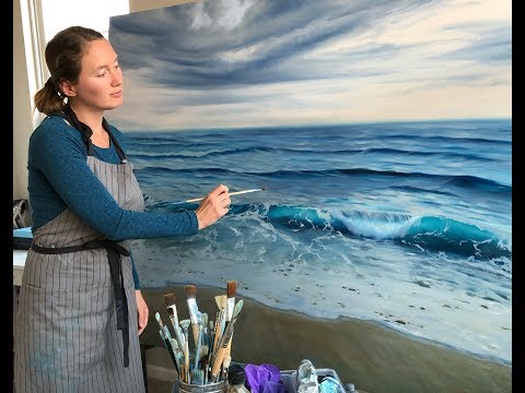 How to Paint the Ocean in Oils - Large Seascape Painting "Beginnings" by Eva Volf