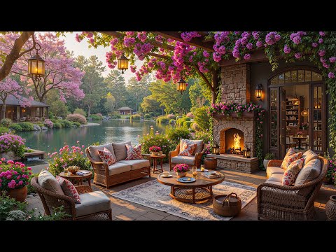 π€οΈFresh Spring Morning Atmosphere at Cozy Coffee Porch Ambience with Tranquill Jazz to Positive Mood