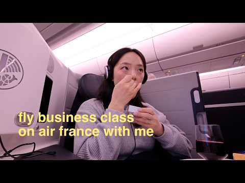 business class with air france from vanouver to paris, on-flight skincare, makeup routine, armr