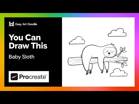 You can draw this baby Sloth Animal easy coloring book - PROCREATE DRAWING Tutorial