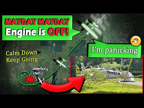 Student Pilot SOLO has ENGINE FAILURE | Crashed and Survived near Waterbury, CT