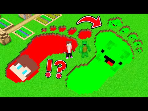 JJ AND MIKEY FOUND BIGGEST JJ AND MIKEY FOOTPRINTS in Minecraft ? GIANT MIKEY AND JJ FOOTPRINTS!