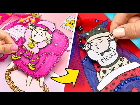 Придумываем комнаты для бумажных кукол: маленькие Принцесса Пич и Леди Баг