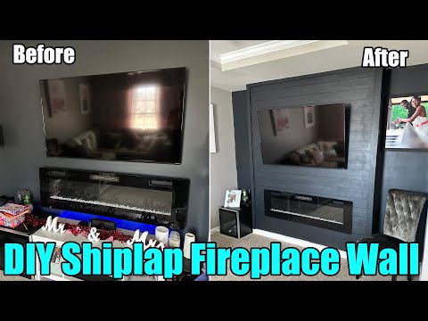 DIY Shiplap Fireplace Wall
