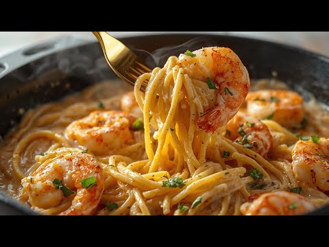 Ich habe noch nie etwas Leckereres gegessen! Cremige Garnelennudeln in 15 Minuten