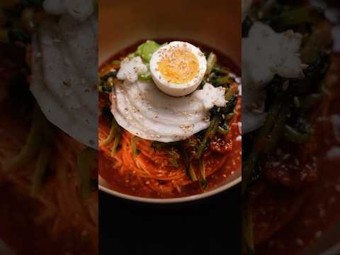 spicy cold noodles with yeolmu kimchi #bibimguksu