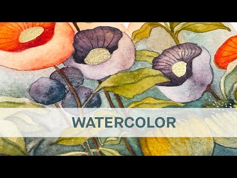 from blobs to florals - a spontaneous watercolor painting ** with gold **