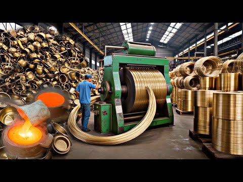 Incredible Recycling Process! Transforming Old Brass Pots into Ultra Shiny Brass Wires