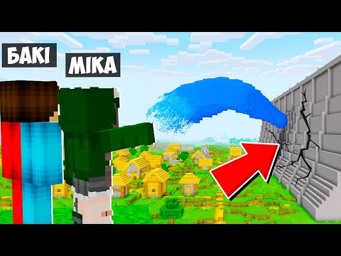 🇺🇦 BUCKY AND MIKA'S VILLAGE FLOODED BY A TSUNAMI IN MINECRAFT! BUCKY AND MIKA MINECRAFT