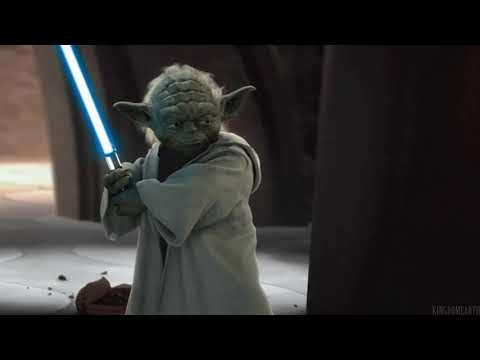 Blue Lightsaber Yoda vs Crimson Lightsaber Dooku