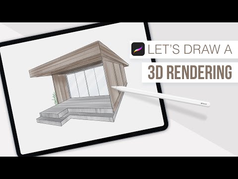 How to Draw a 3D House Rendering using Procreate's Perspective Guide with Draw Assist