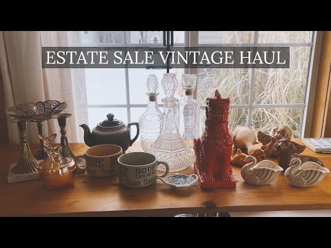 Vintage Haul: vintage home decor estate sale finds - hand made ceramics, glass decanters, and more