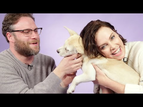 Seth Rogen and Charlize Theron Play With Puppies While Answering Fan Questions