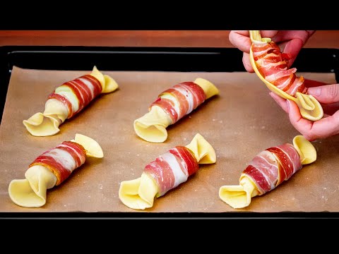 Sie haben Blätterteig und Bacon?Wir haben alle überrascht! Schneller und einfacher Blätterteig-Snack