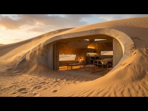 This Man Built a SECRET HOUSE INSIDE a Giant Sand Dune - Building a house in the Desert (ASMR)