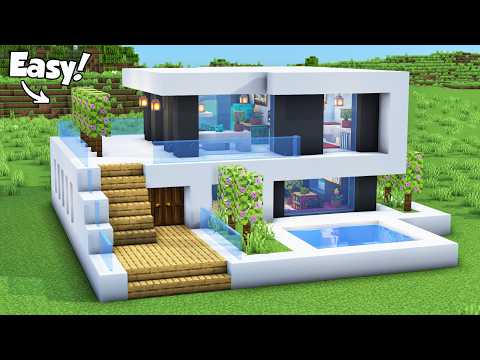 Minecraft: How to Build a Small Modern House Tutorial (Easy) #71 - Interior in Description!