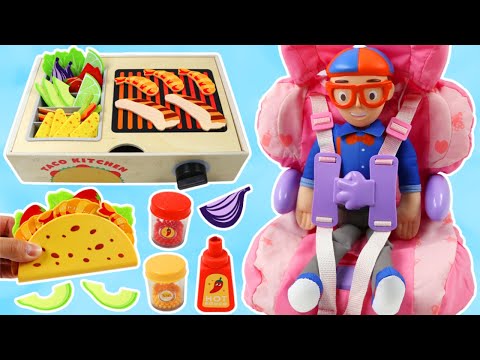 Blippi Road Trips to Toy Taco Drive Thru!