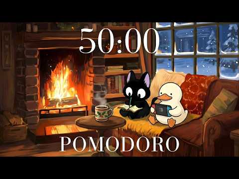 Pomodoro Timer 50/10 ⛄️ Cozy Winter Ambience : Lo-fi Jazz for Study, Focus