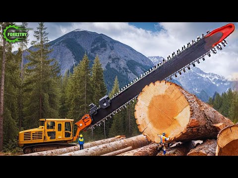 Extreme Dangerous Fastest Big Chainsaw Cutting Tree Machines | Monster Stump Removal Excavator #141