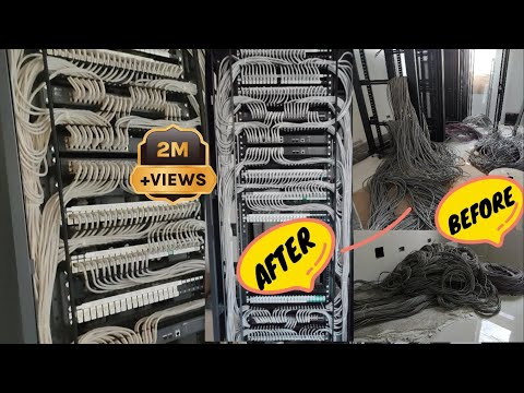 installation network data center and cable management 42Ux3 server rack huge setup for school office