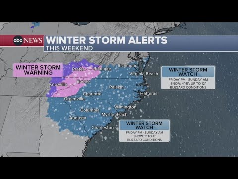 Major snowstorm threatens East Coast with up to a foot of snow