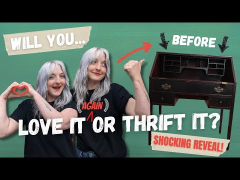 FURNITURE FLIP CHALLENGE ✨ Old Secretary Desk gets completely transformed! | Love it Or Thrift It