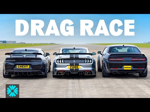 AMERICAN MUSCLE DRAG RACE: Ford v Chevy v Dodge