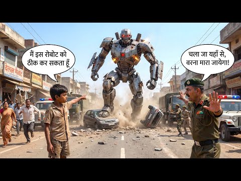 "मैं इसे ठीक कर सकता हूँ सर .... ख़राब रोबोट ने मचाई शहर में तबाही- तभी गरीब लड़का बोला फिर | Story 