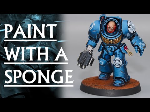 HOW TO PAINT ULTRAMARINES WITH A SPONGE I PAINTING SPACE MARINES I BLUE ARMOUR I WARHAMMER 40K