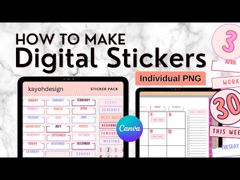 How To Make Digital Stickers in Canva | Digital Planner Stickers - Individual PNG  || kayohdesign