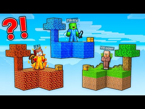 JJ vs Mikey vs Villager: ELEMENTAL SKYBLOCK BATTLE in Minecraft - Maizen