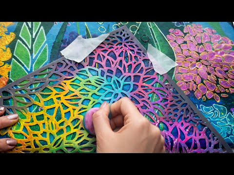 This art sold straight away! Easy coloful abstract art stencil painting step by step process